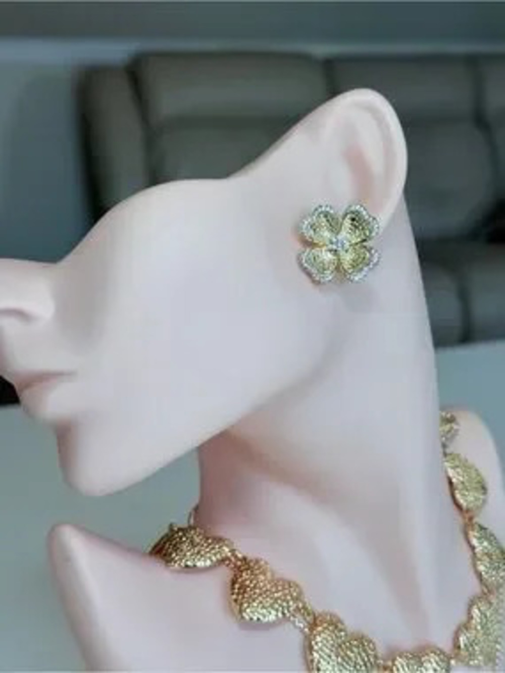 Gold Four-Leaf Clover Stud Earrings - Elegant Women's Jewelry